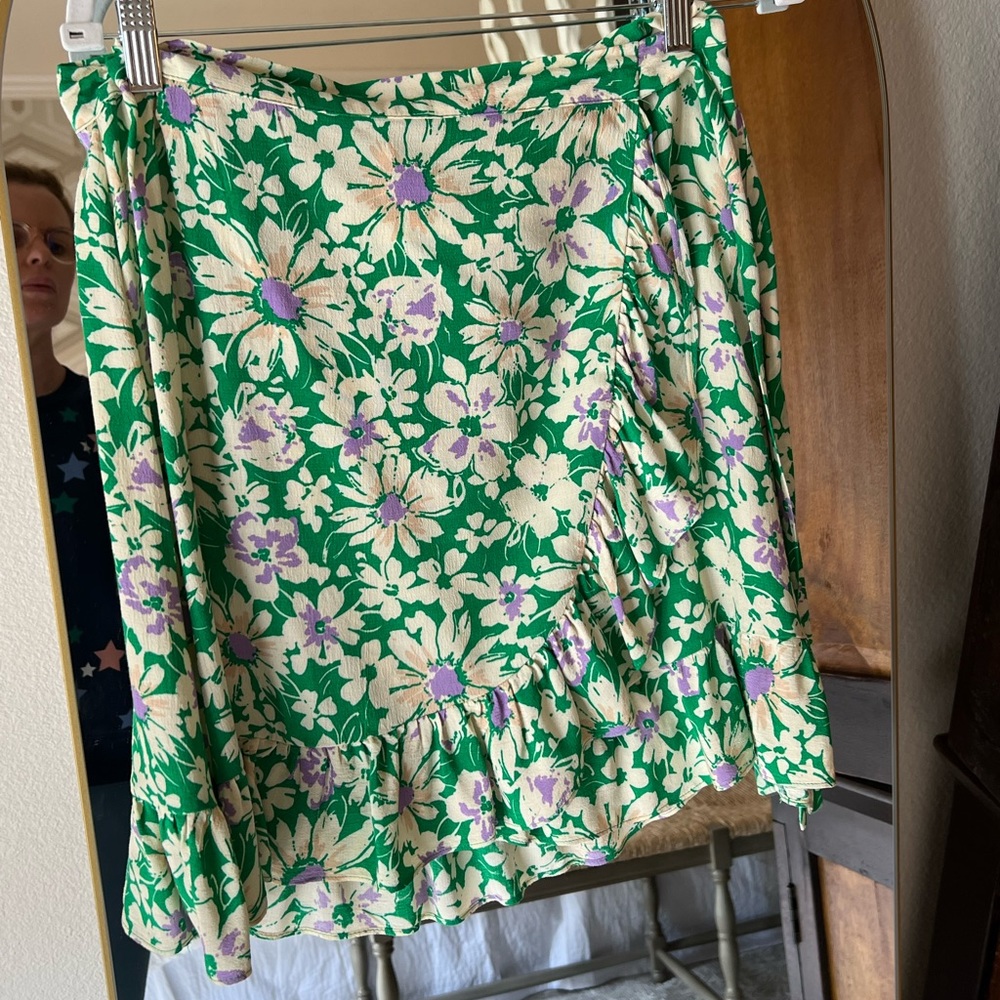 Topshop floral wrap mini skirt